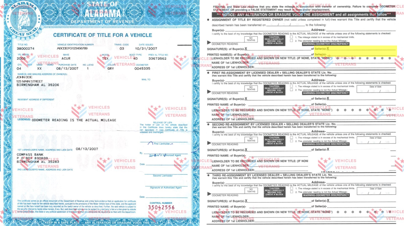 Alabama Title Example