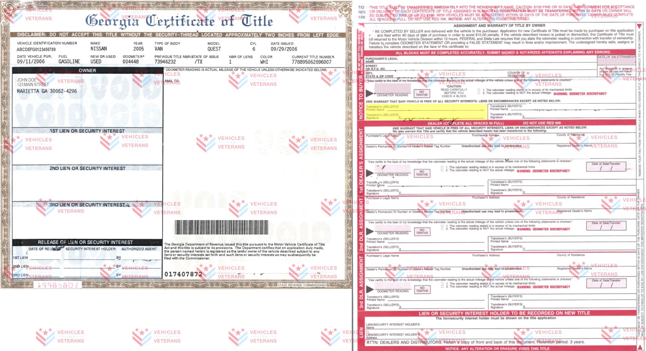 Georgia Title Example