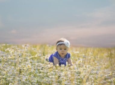 Baby in flowers
