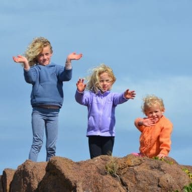 Kids on mountain