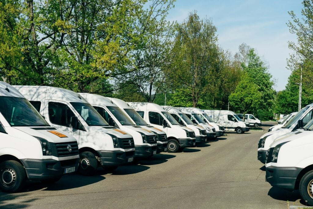 row of fleet vans